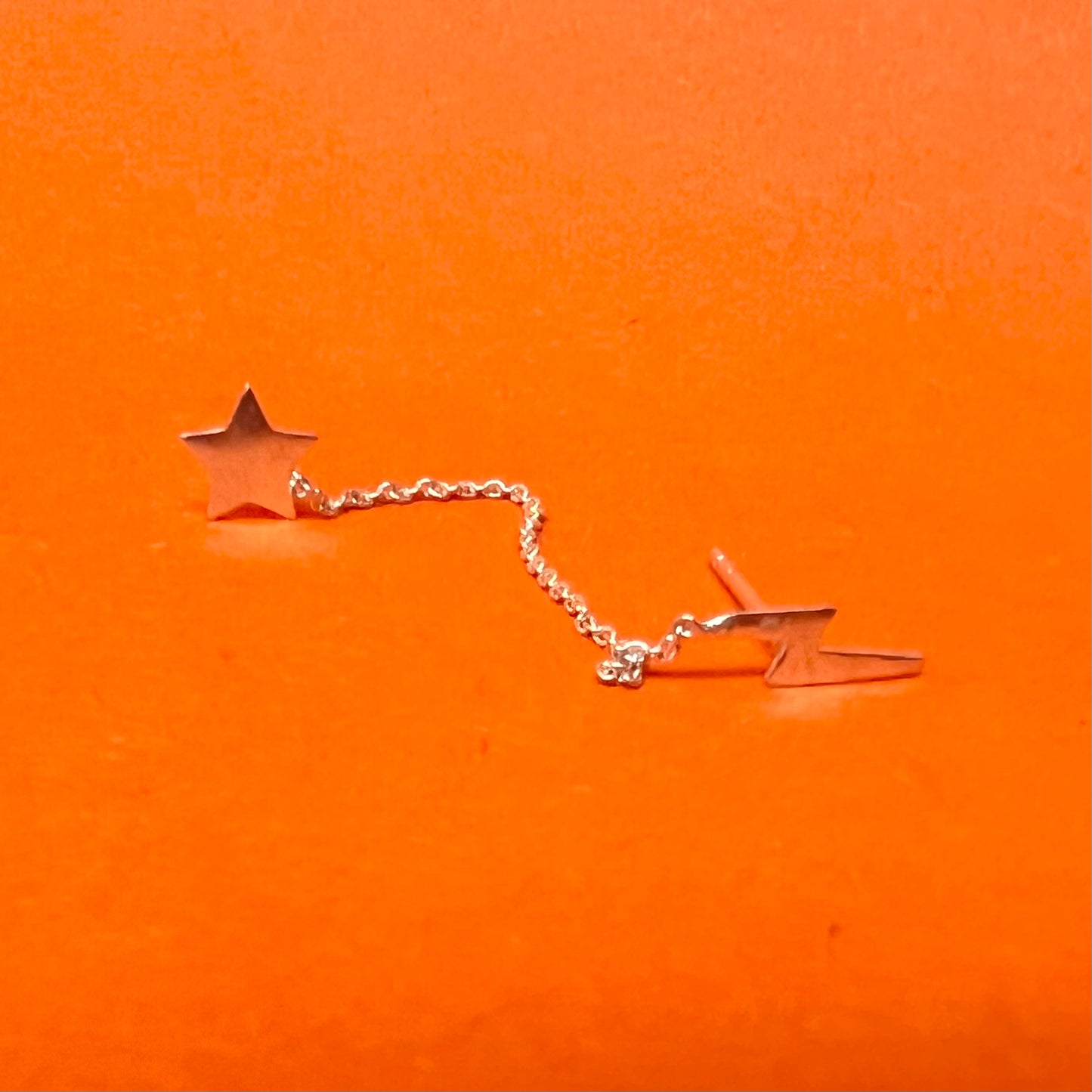 Star and Lightning Bolt Studs with Chain