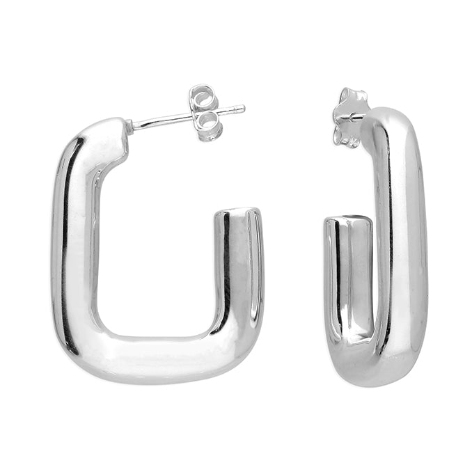 Chunky Rectangular Stud Hoop Earrings