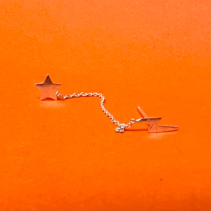 Star and Lightning Bolt Studs with Chain