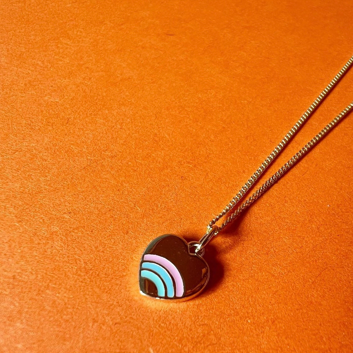 Heart with Enamel Rainbow Necklace