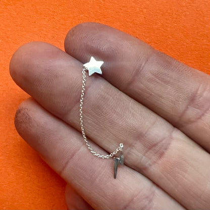 Star and Lightning Bolt Studs with Chain