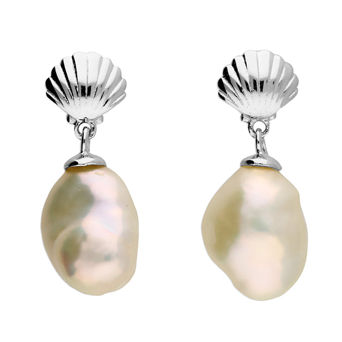 Shell Studs with Keisha Pearl Drop  Earrings