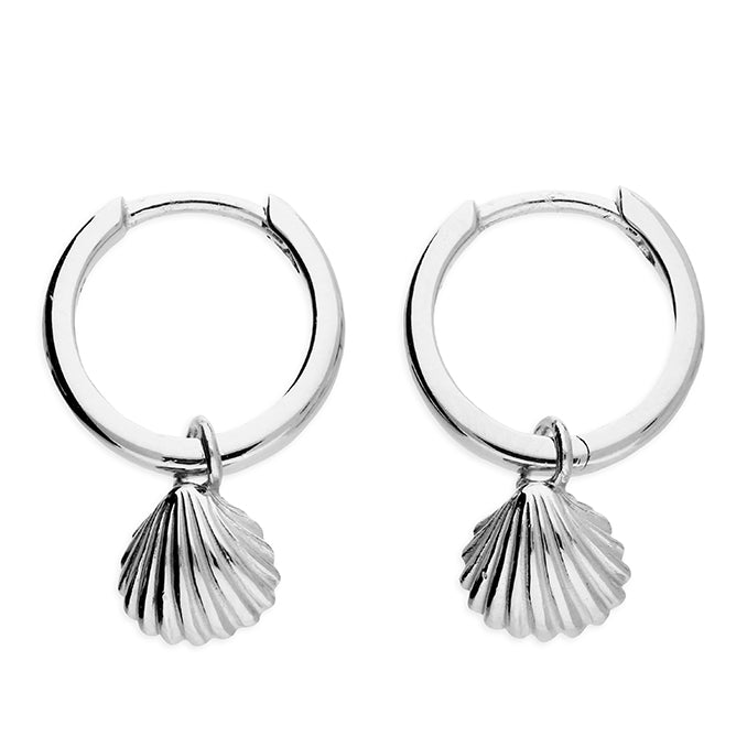 Clam Shell on Huggie Hoop   Earrings