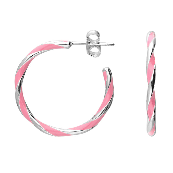 Pink Enamel Hoop earrings