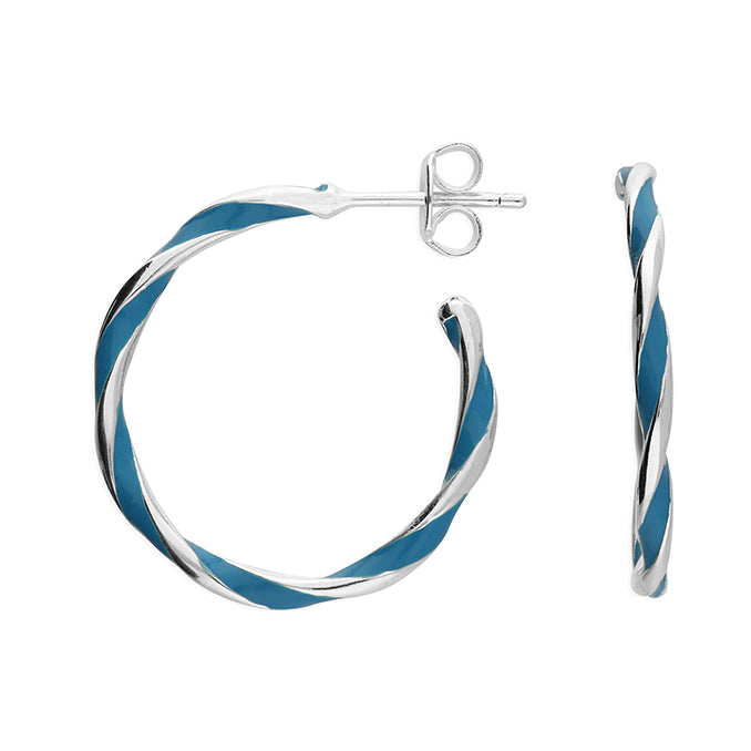 Turquoise Blue Enamel Hoop earrings