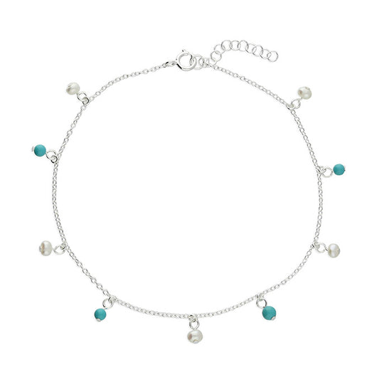 Turquoise & Freshwater Pearl Anklet