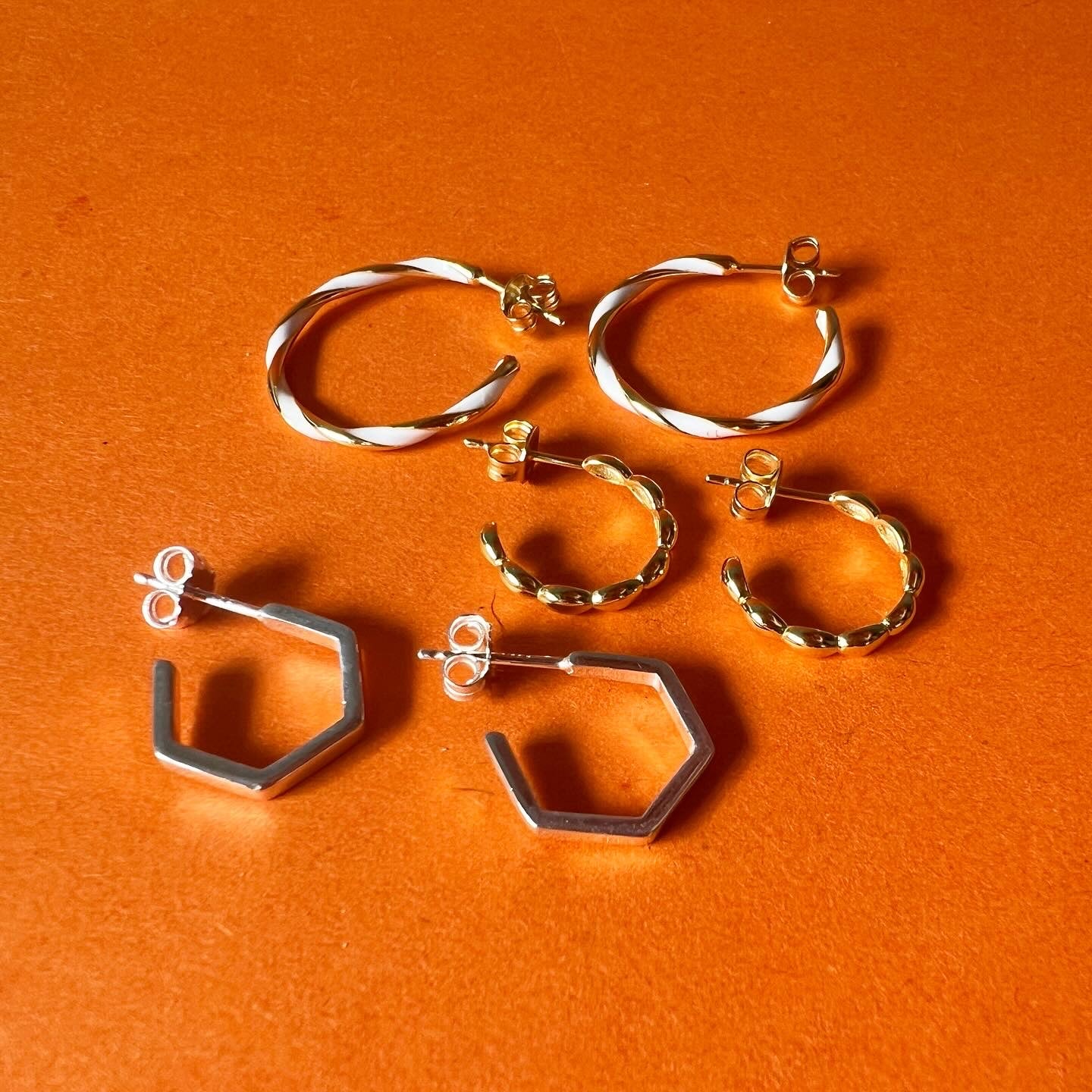 Pentagonal Stud Hoops