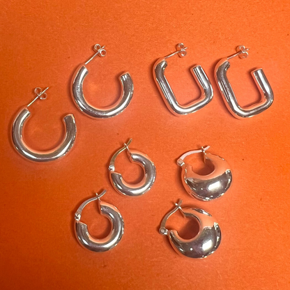 Chunky Circle Stud Hoop Earrings
