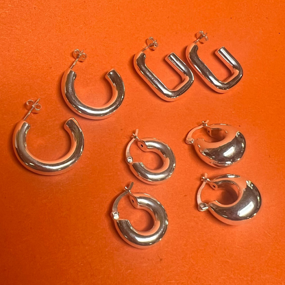 Chunky Circle Stud Hoop Earrings