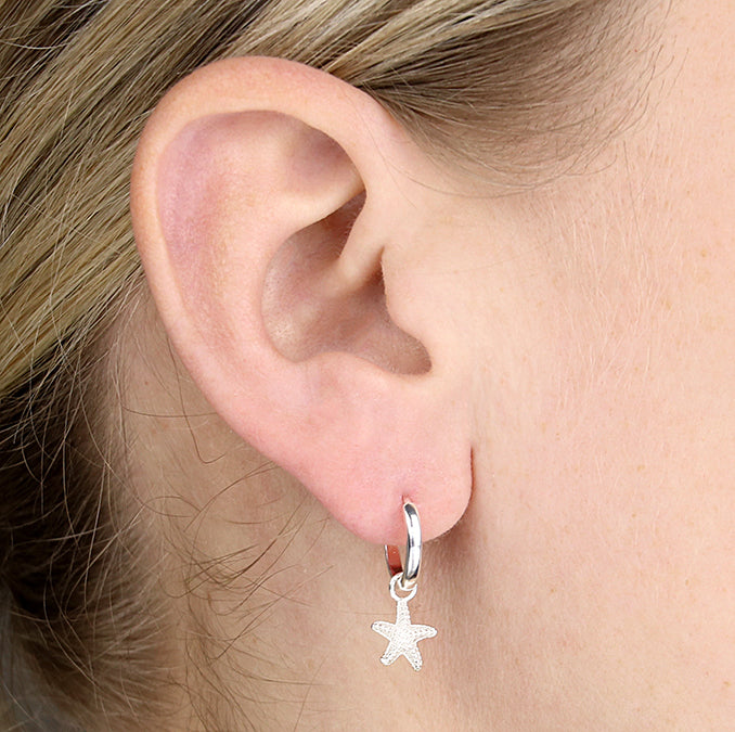 Starfish on Huggie Hoop  Earrings