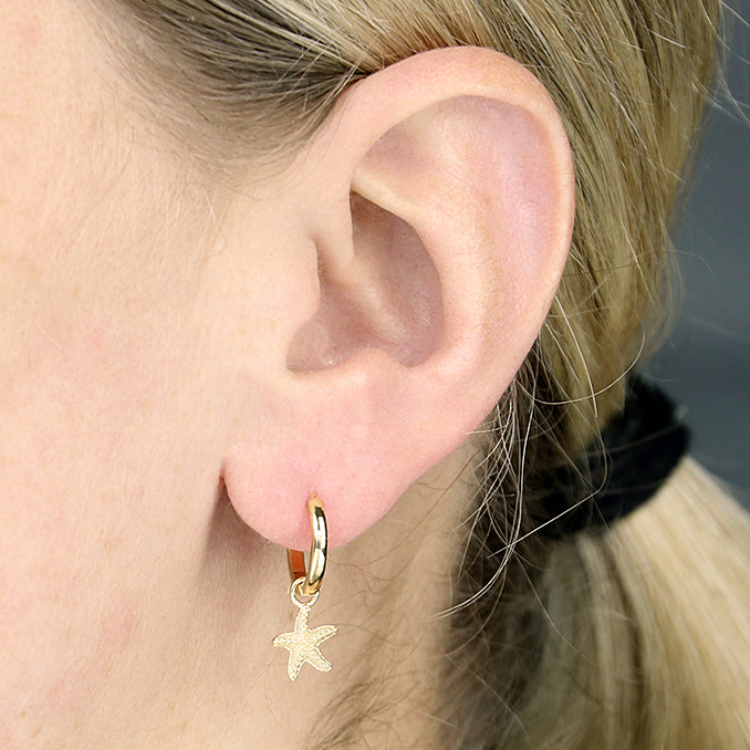 Starfish on Huggie Hoop  Earrings