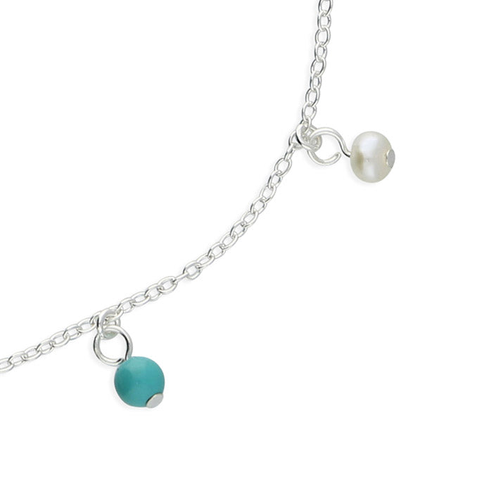 Turquoise & Freshwater Pearl Anklet